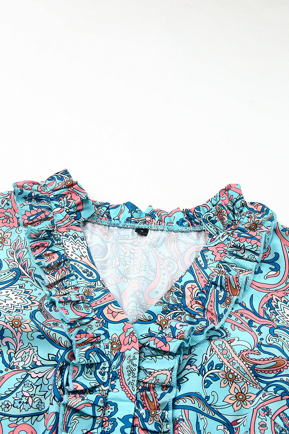 Women's Maxi Dress with Paisley Bohemian Ruffle-Trimmed Layered