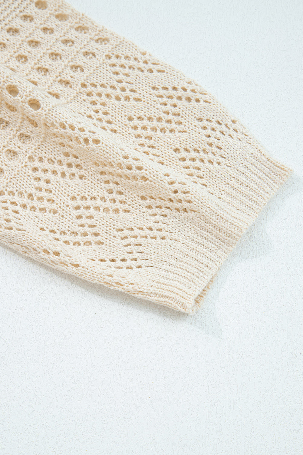 Hollowed Cardigan Knit Open-Front Knit Top in Smoke Gray