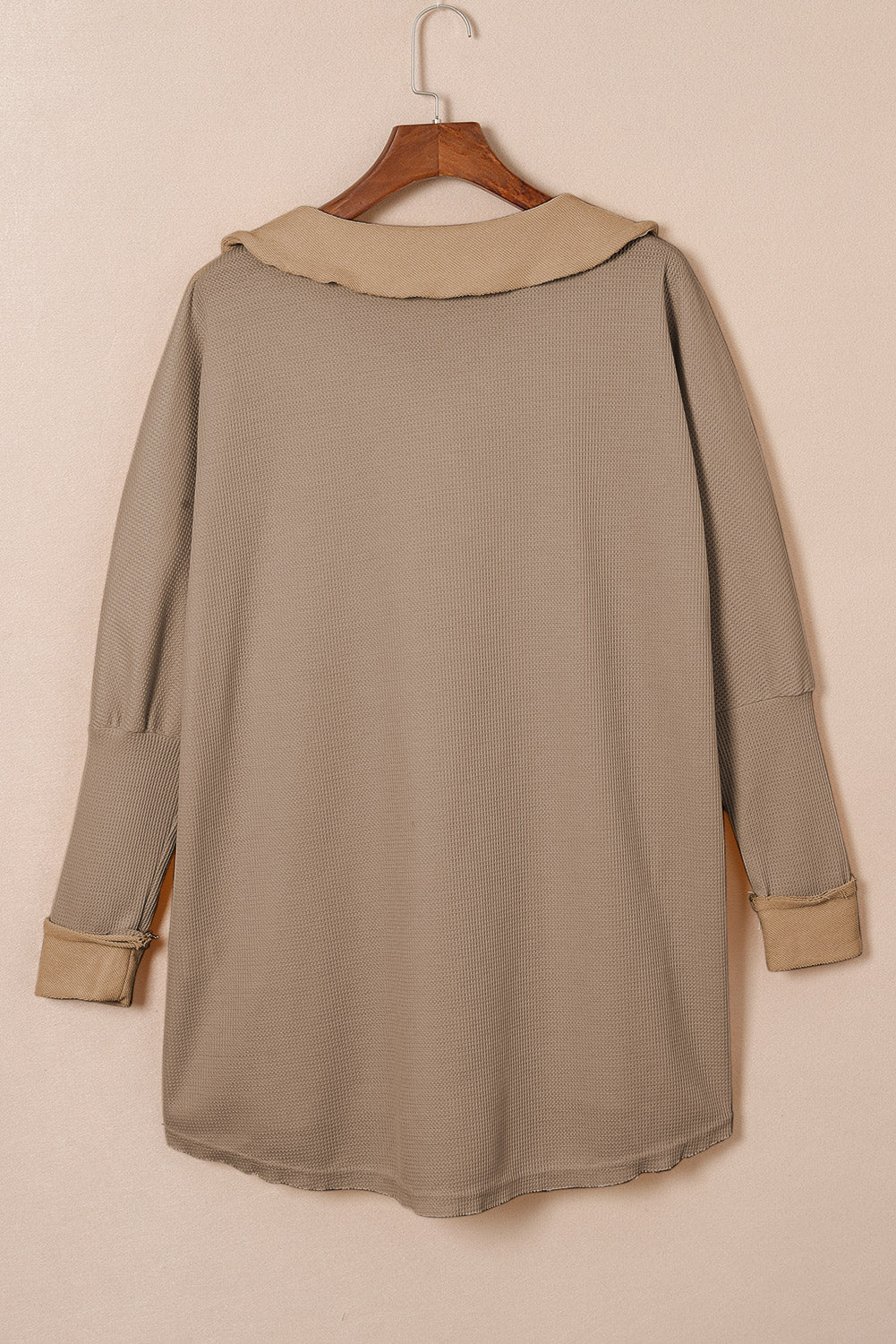 Top for Women Long-Sleeve Waffle Knitted
