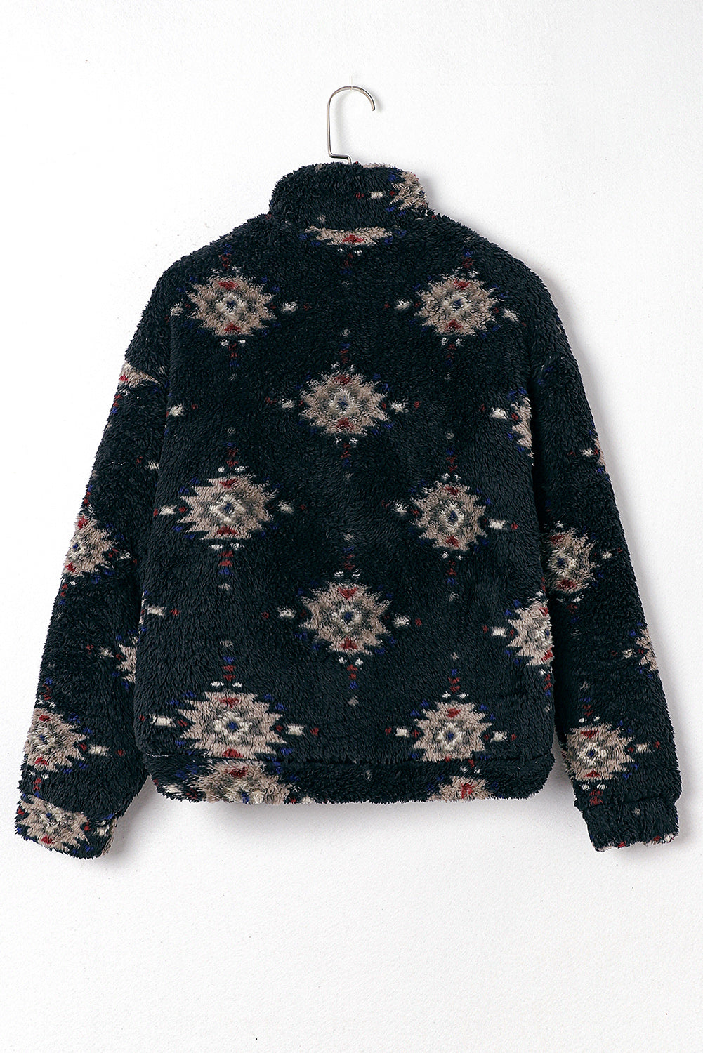 Women's Jacket Featuring Collared Sherpa Aztec Zipper