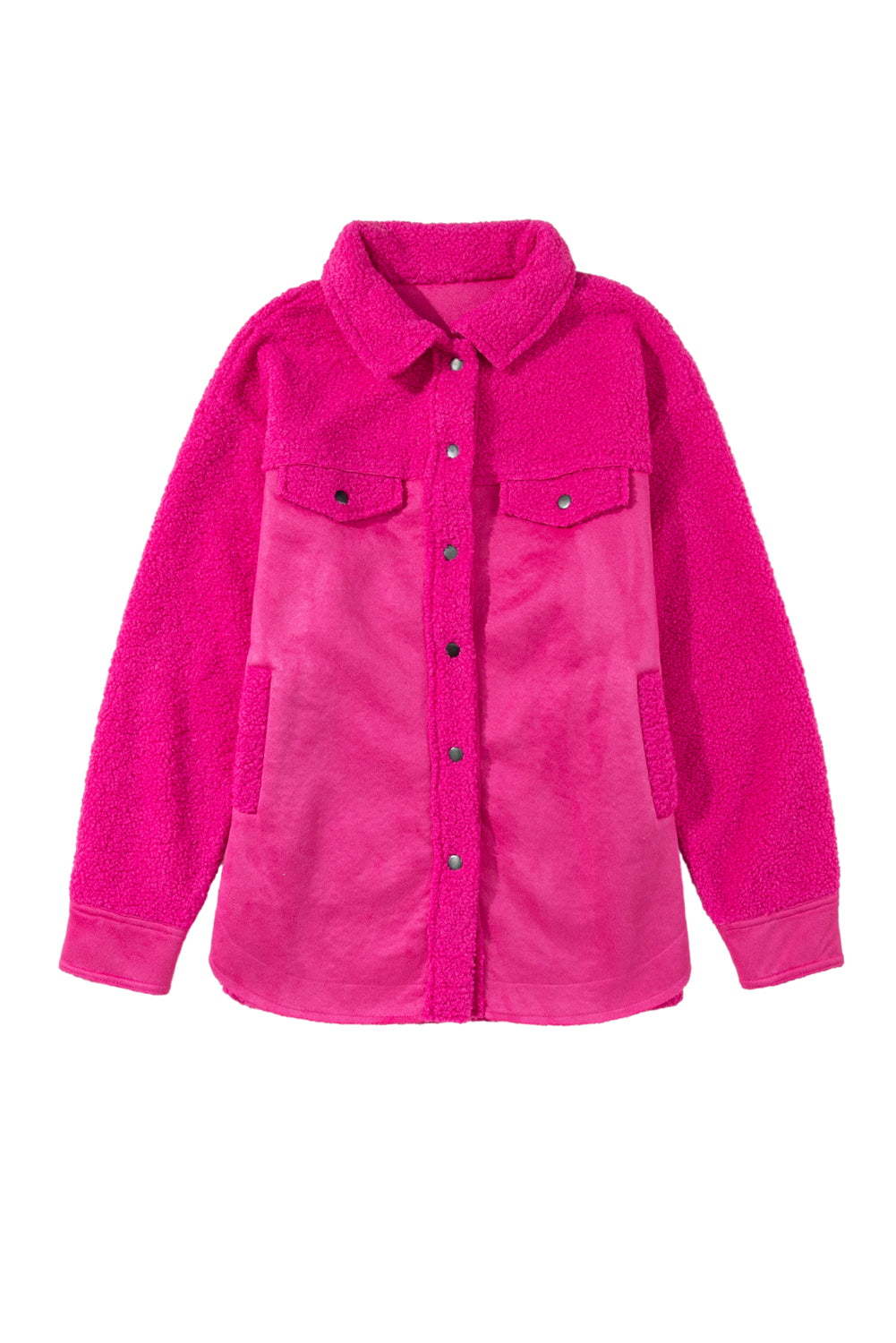 Women's Shacket Featuring Button Faux Suede