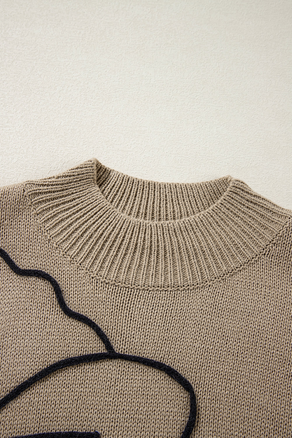 Women's Sweater Featuring Plus Size Mock Neck Dropped-Shoulder
