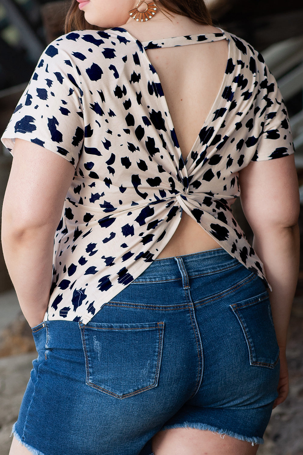 Top for Women Twist Plus Size Leopard-Print Print