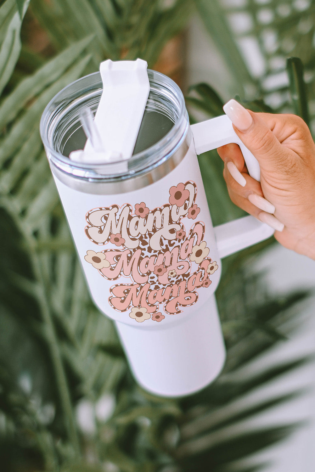 Flower Leopard-Print mama Leopard-Print Stainless Steel Insulate Cup 40oz