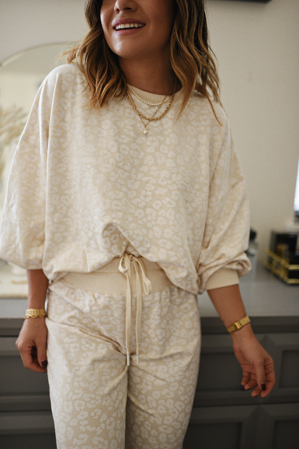 Cheetah Easy-Fit Print 2-Piece Fit Cozy Loungewear