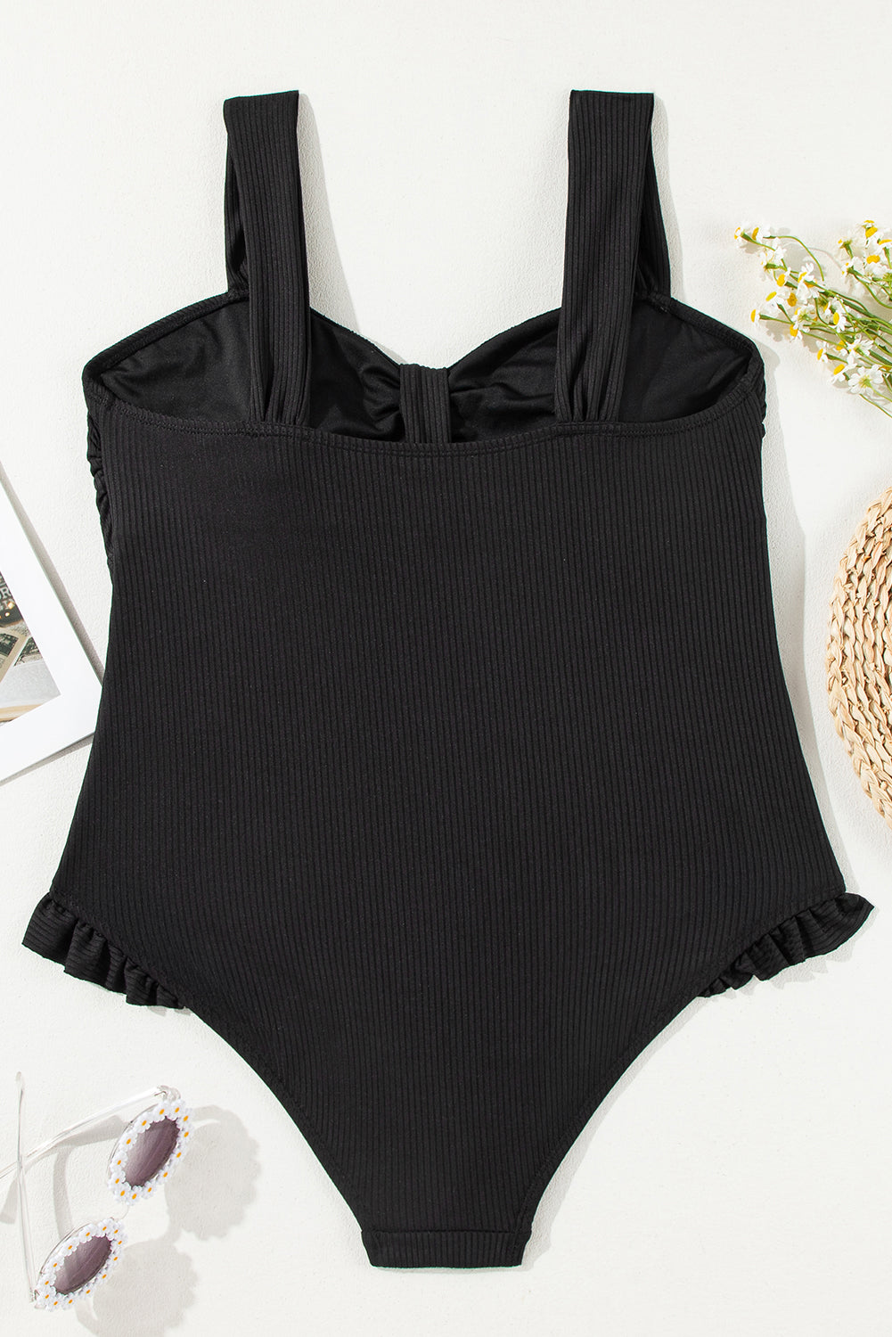 Plus Size Ruffled Trim One Piece Swimwear