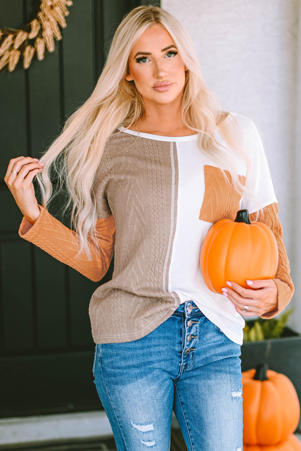 Knit Top for Women Long-Sleeve Chest