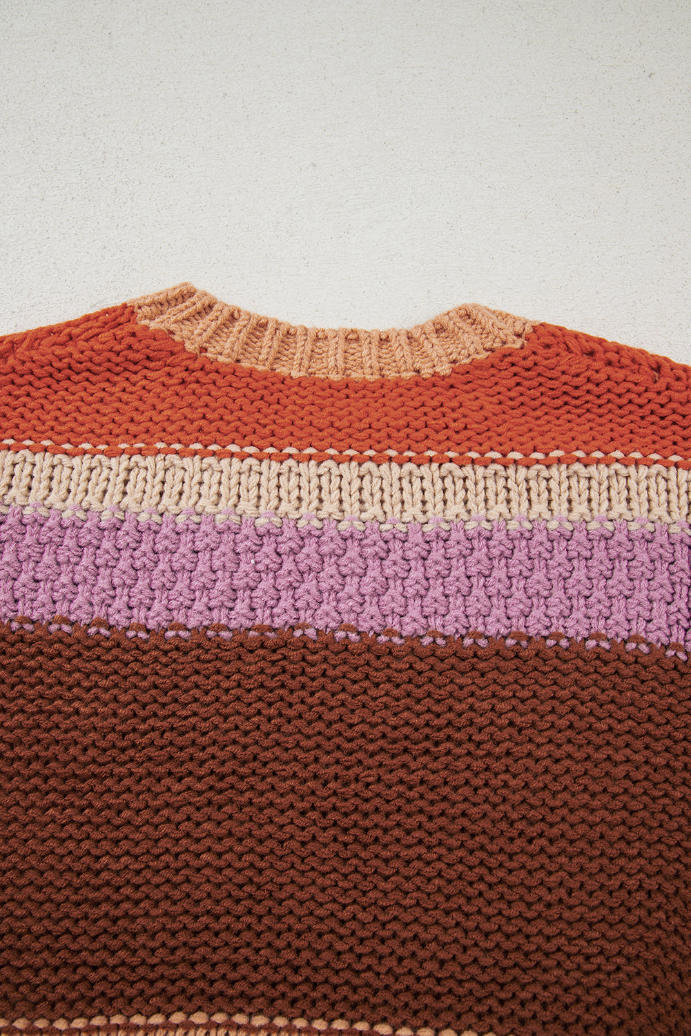 Cropped Colorblock Drop-Shoulder Chunky Knit Knit Top