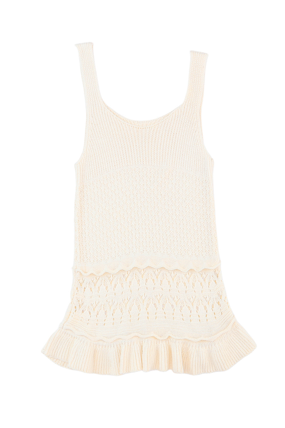 Vest for Women Knitted Crochet Ruffle-Trimmed Hem
