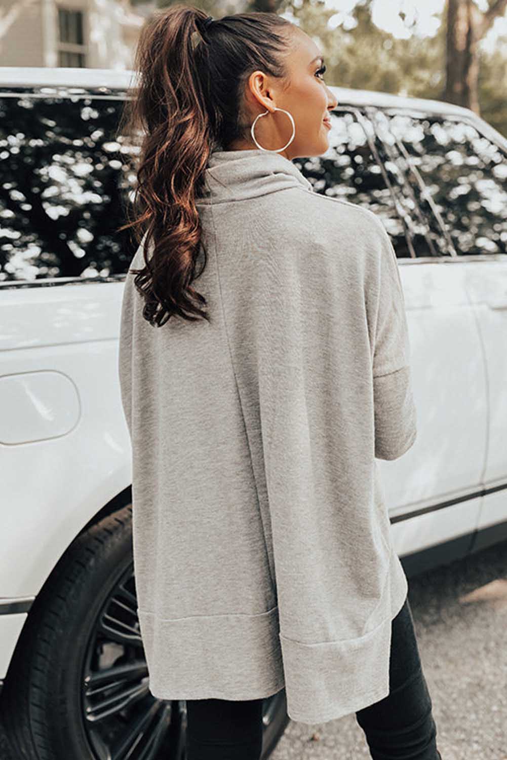 Women's Top Featuring Shift Tunic Cowl Neck