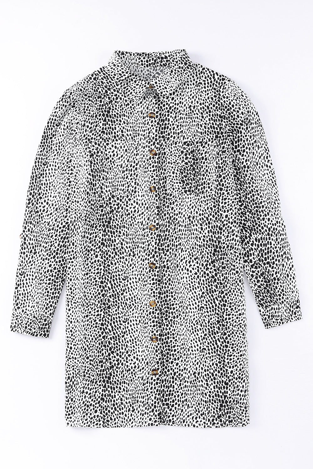 Women's Long-Sleeve Animal Print Shirt Dress