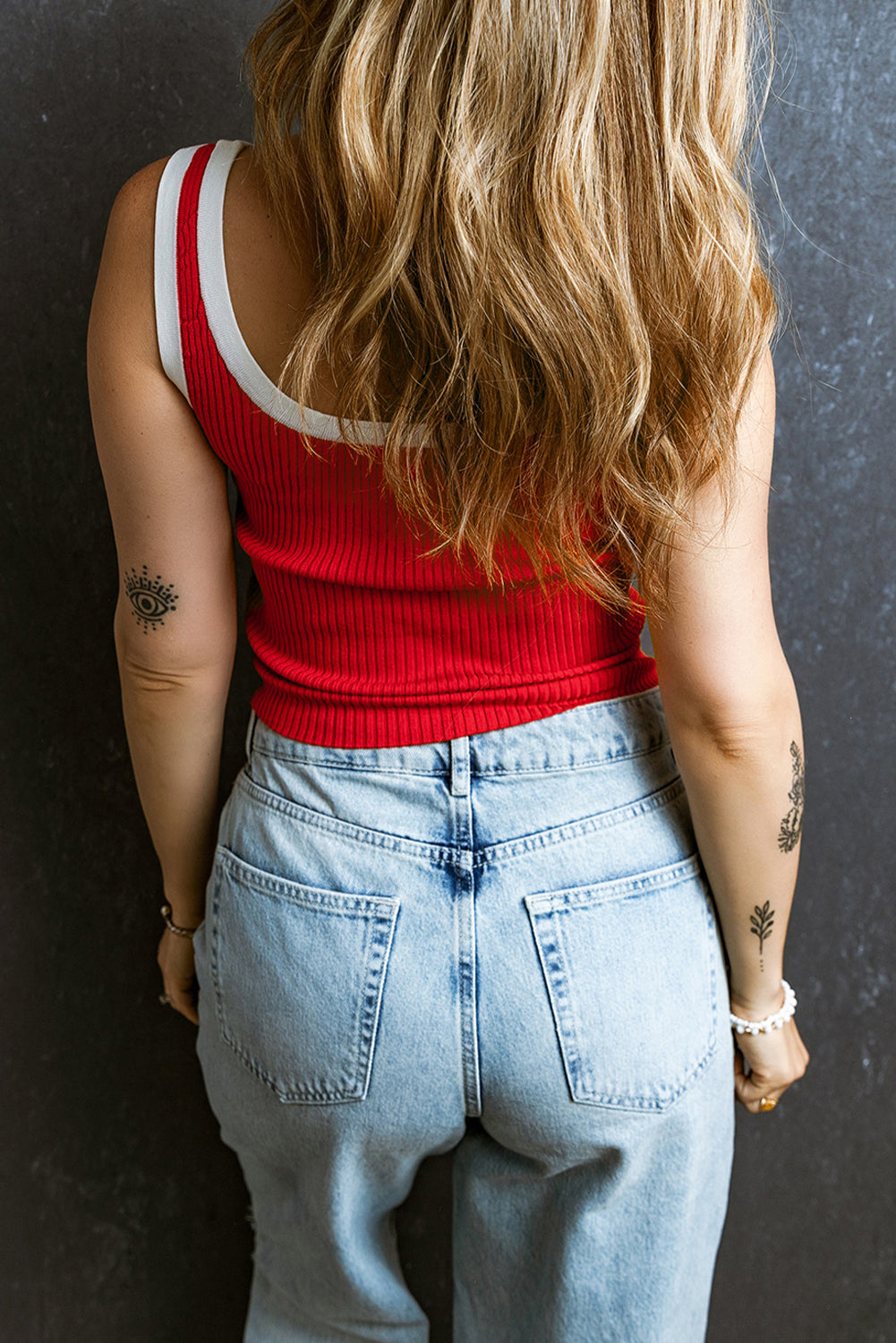Women's Knitted U Neck Edge Rib-Knitted Tank Top