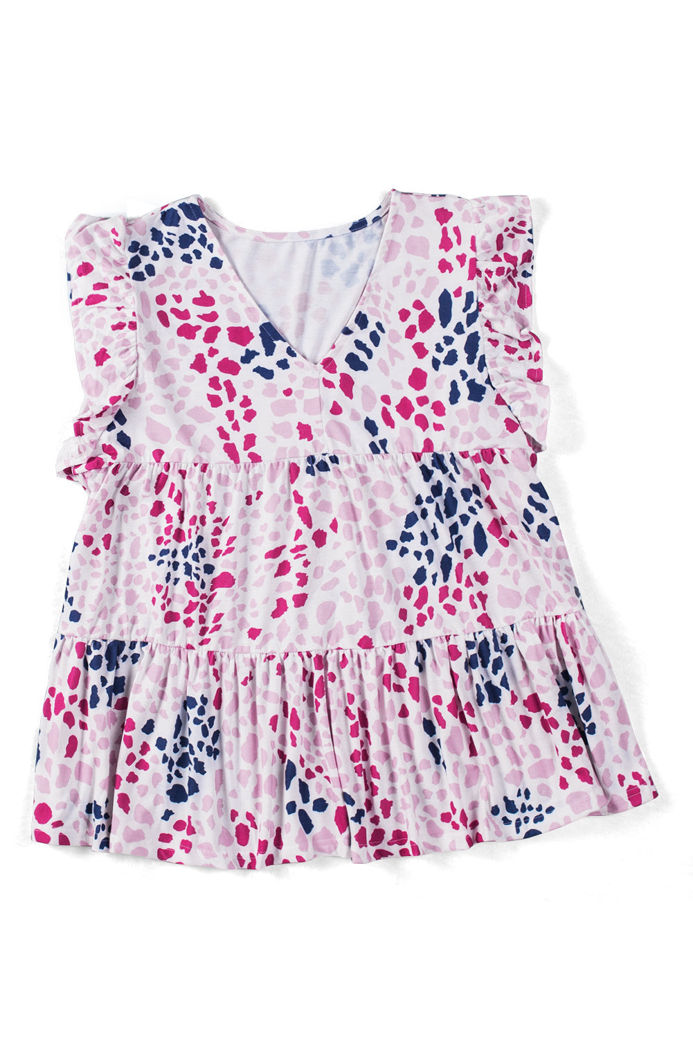 Tank Top for Women V Neck Spotted Ruffle-Trimmed