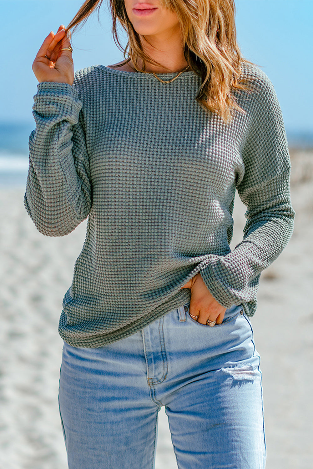 Women's Top Featuring Knitted Dropped-Shoulder
