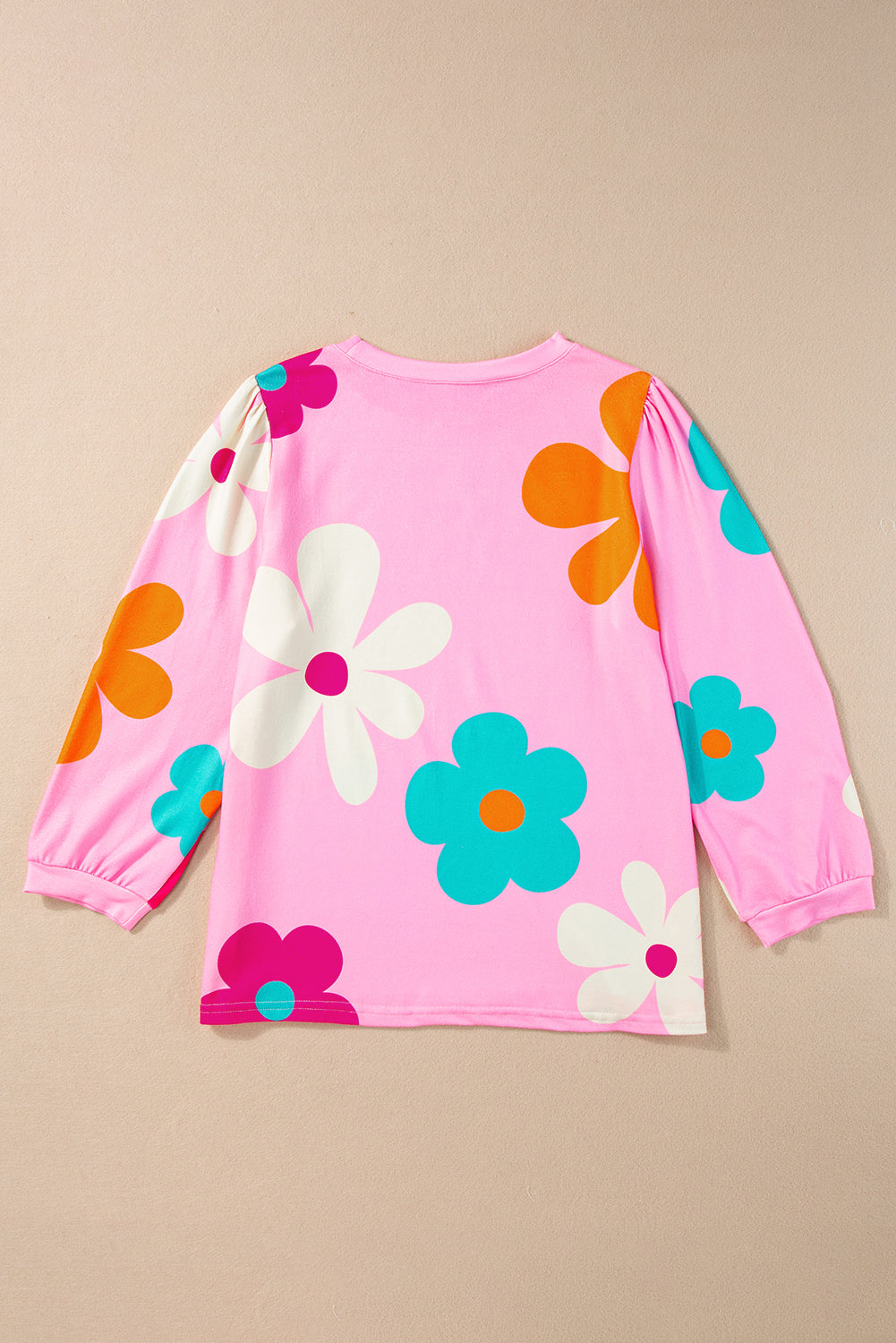 Women's Bracelet-Length Sleeve Cute Flower Top