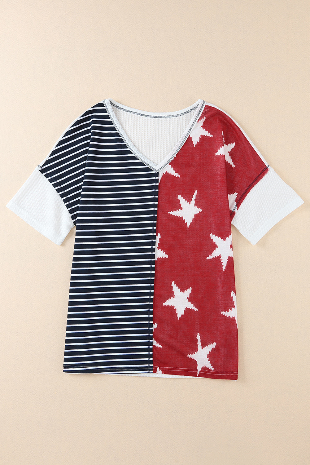 Women's Knit Top Featuring Stripes Stars Print