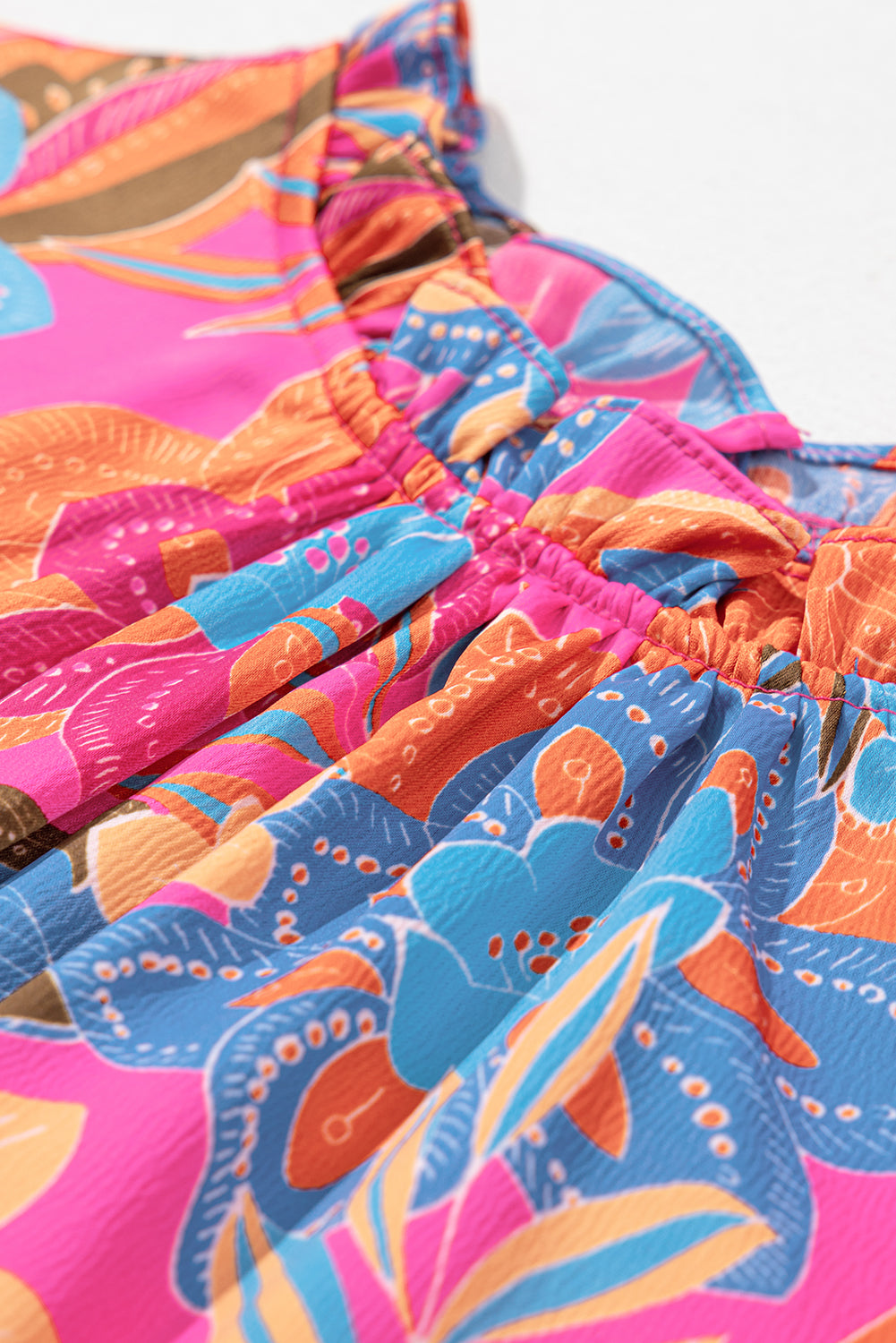 Women's Blouse Featuring Floral-Print Frill-Trimmed Plus Size