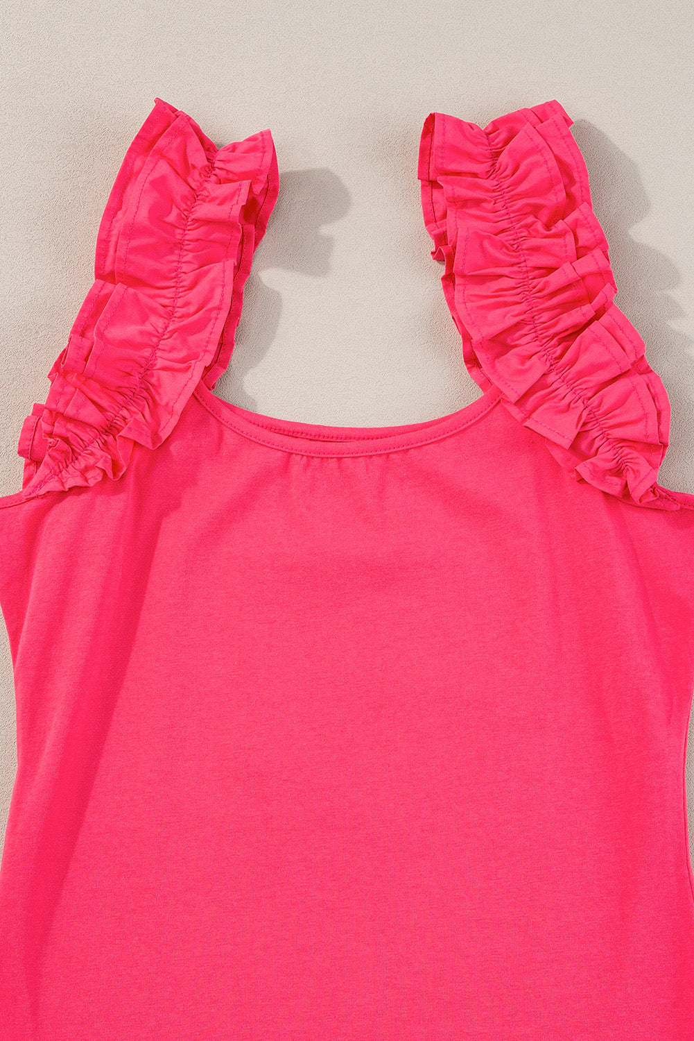 Women's Tank Top with Slim Ruffle-Trimmed Wide Straps