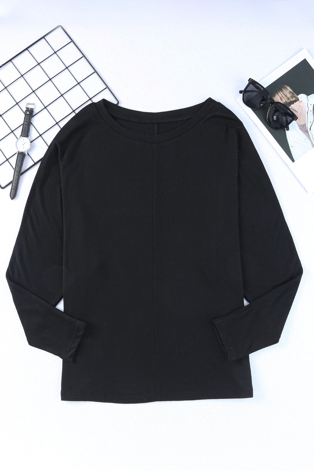 Women's Top Featuring Solid Color Long-Sleeve