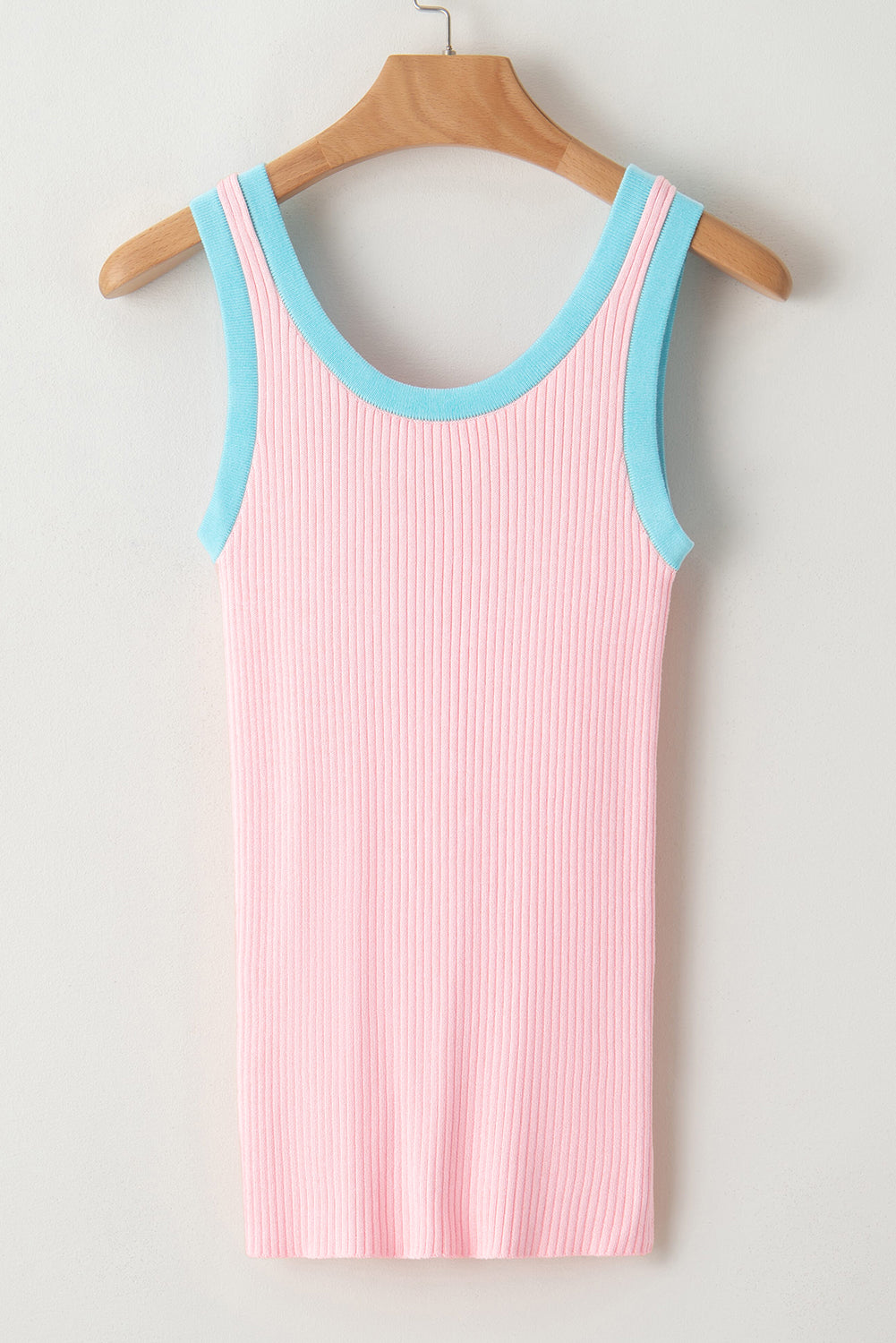 Women's Tank Top Featuring Knitted U Neck Edge Rib-Knitted