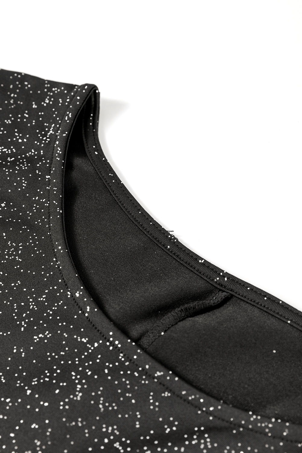 Plus Size Glitter Metallic Bell Sleeve Round Neck Mini Dress