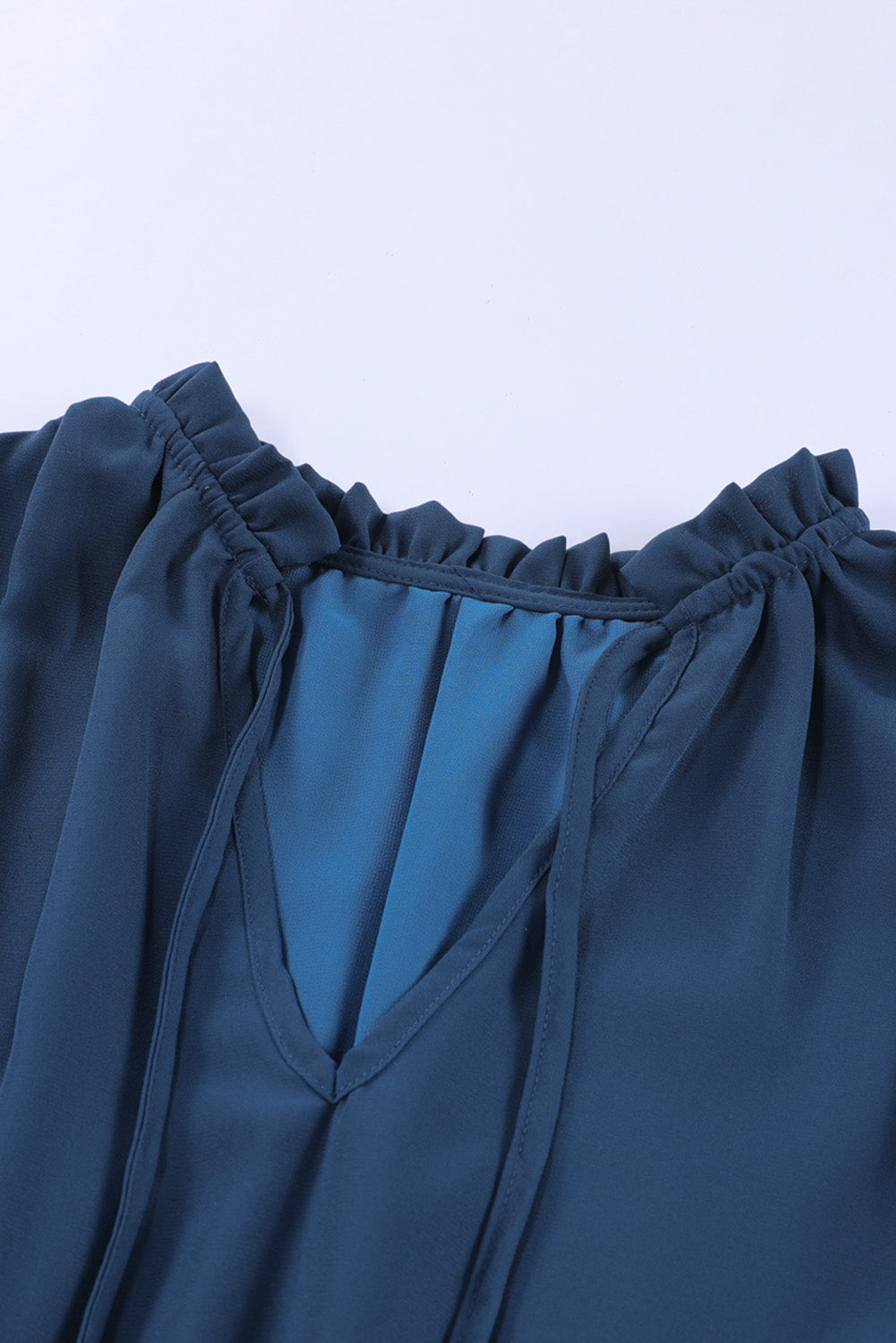 Dark V-Neck Long-Sleeved Ruffle Tiered Mini Dress