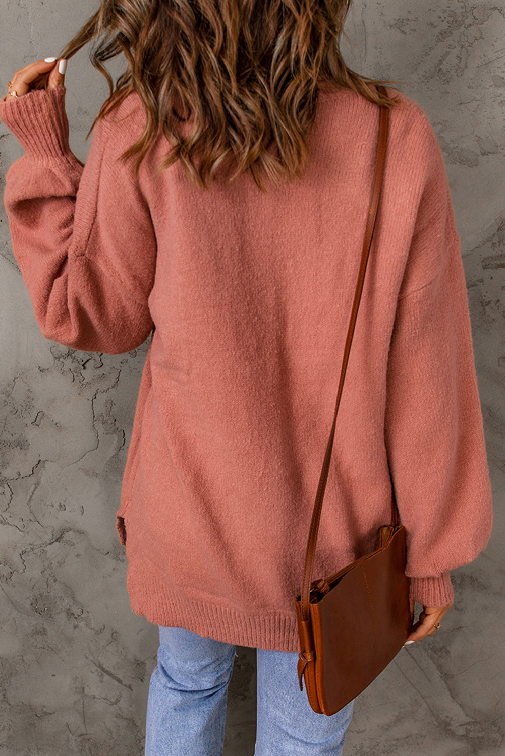 Women's Sweater Featuring Puffy Sleeve Pocket-Detail