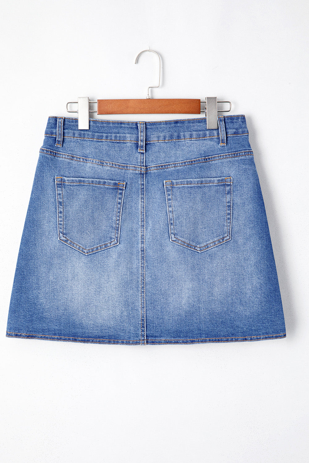 Waist Wrapped Crossed Denim Mini Skirt in Ashleigh Blue