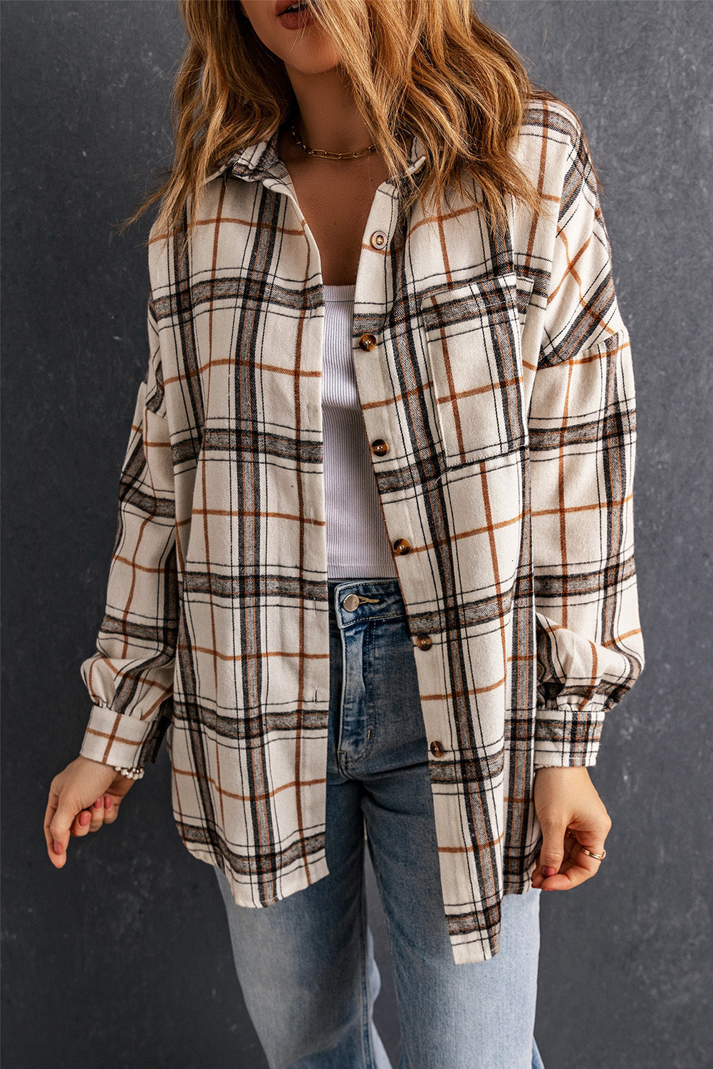 Women's Oversized Plaid Pattern Shacket