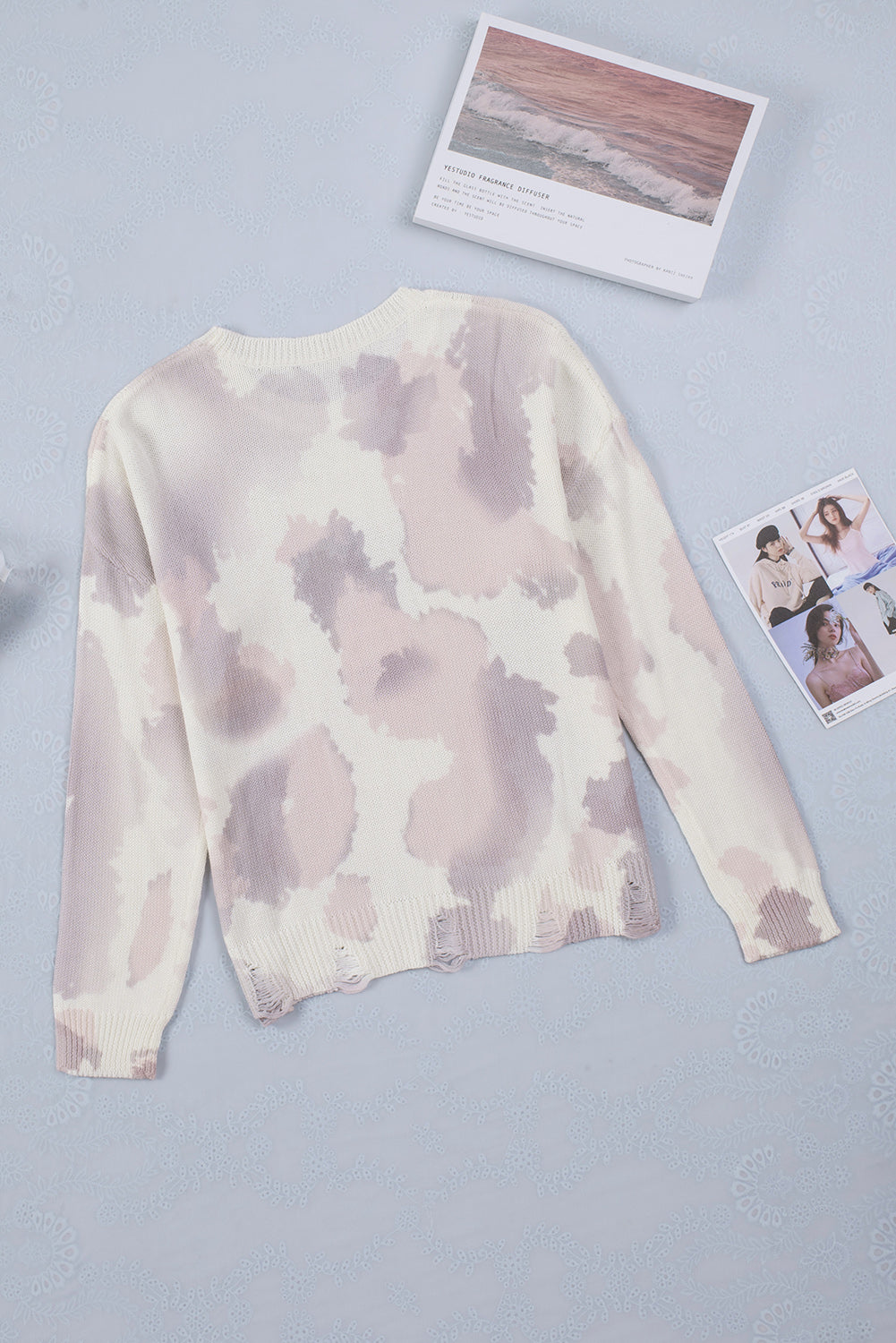 Women's Sweater with Stain Washed Tie Dye
