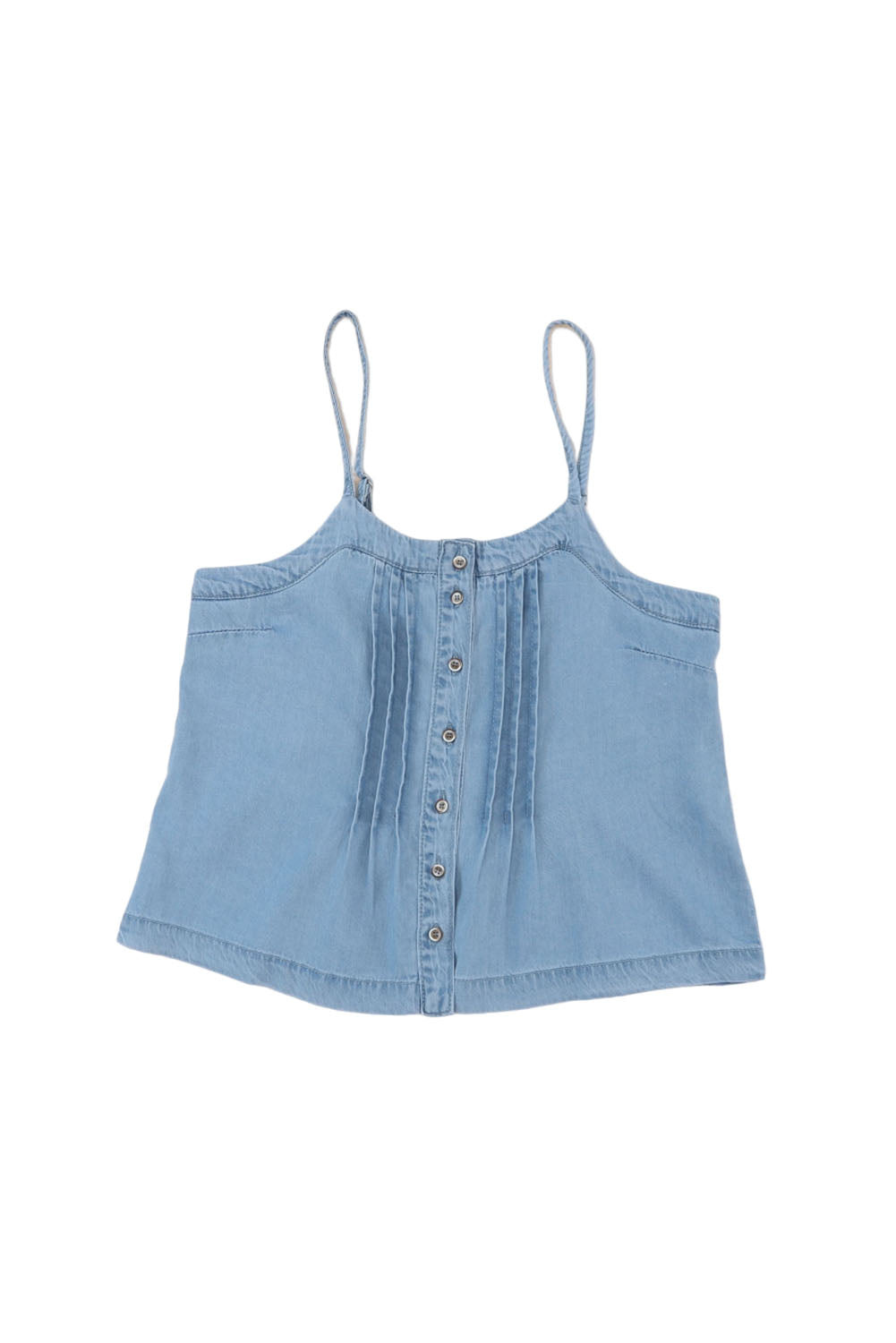 Women's Tank Top Featuring Buttons Denim Pleat-Detail