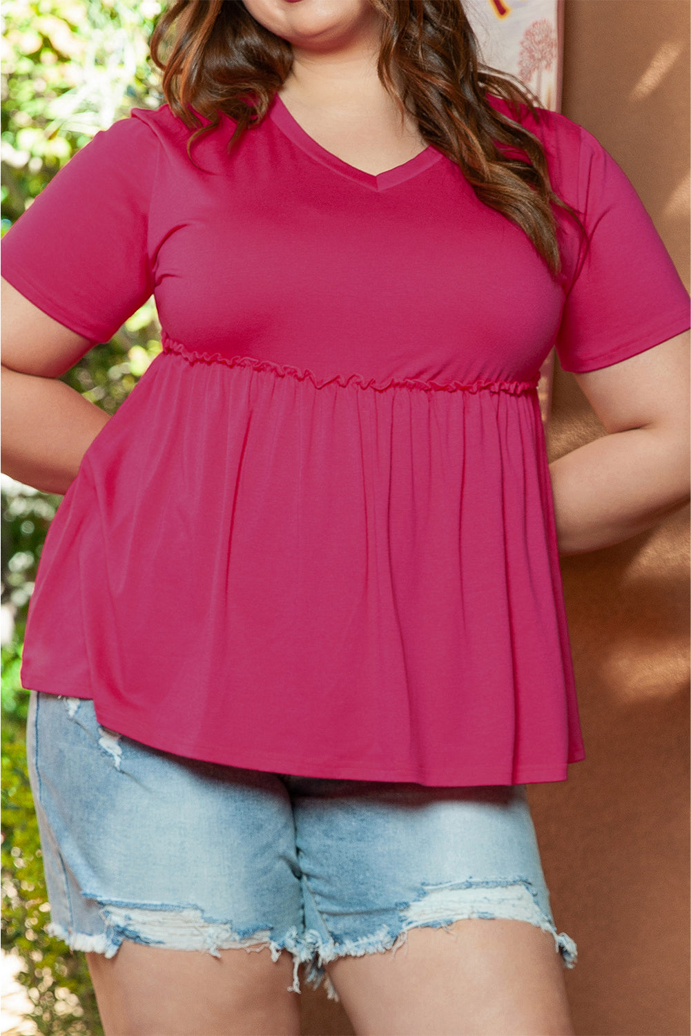 Women's Top with Solid Flowy Plus Size