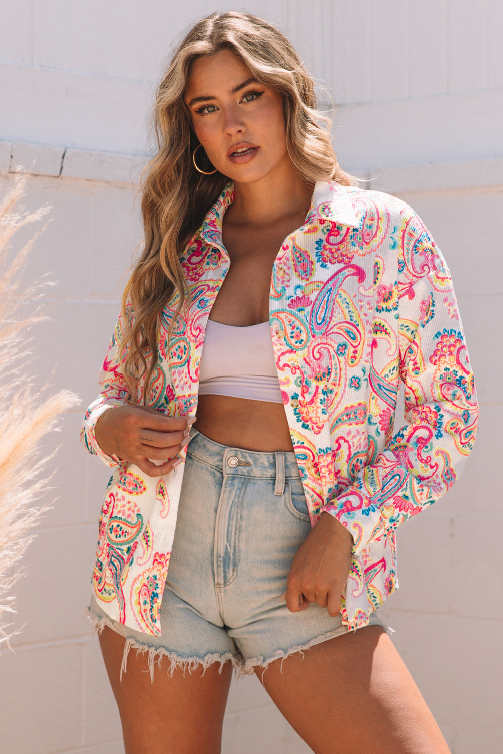 Women's Shacket with Cord Paisley Pattern