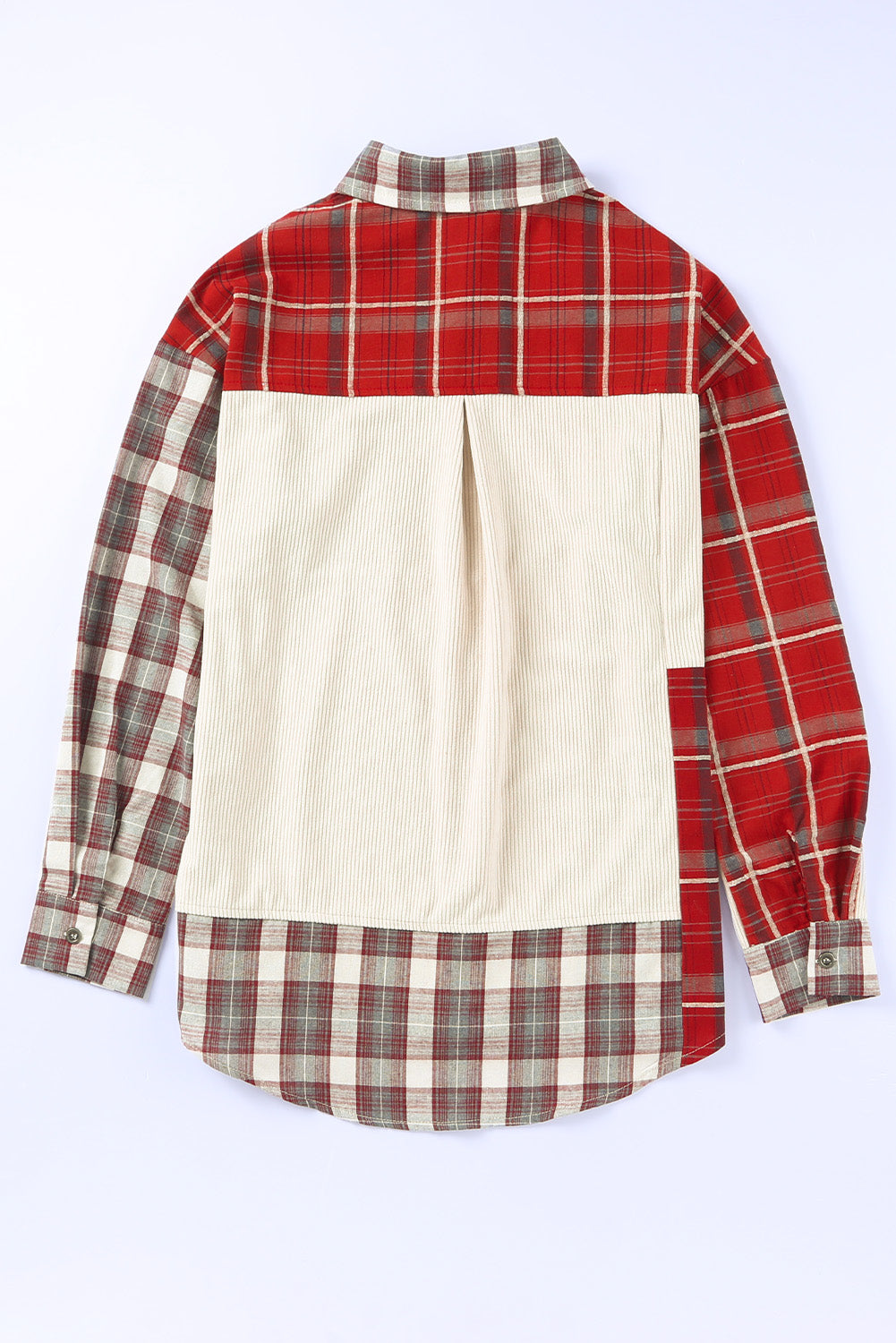 Women's Patchwork Plaid Cord Shacket