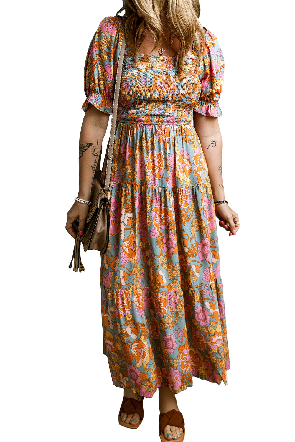 Floral Dresses for Women Sleeve High-Rise Balloon