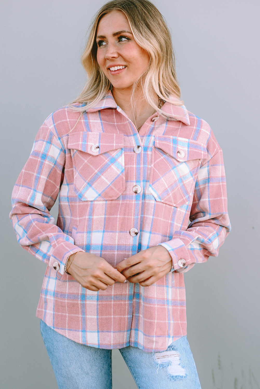 Women's Plaid Flap Pocket Flannel Shacket