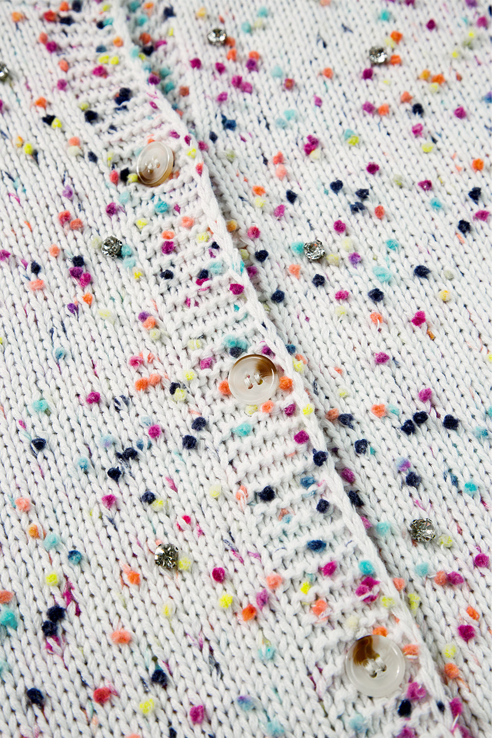 Rhinestone Decor Multicolor Confetti Sweater Cardigan
