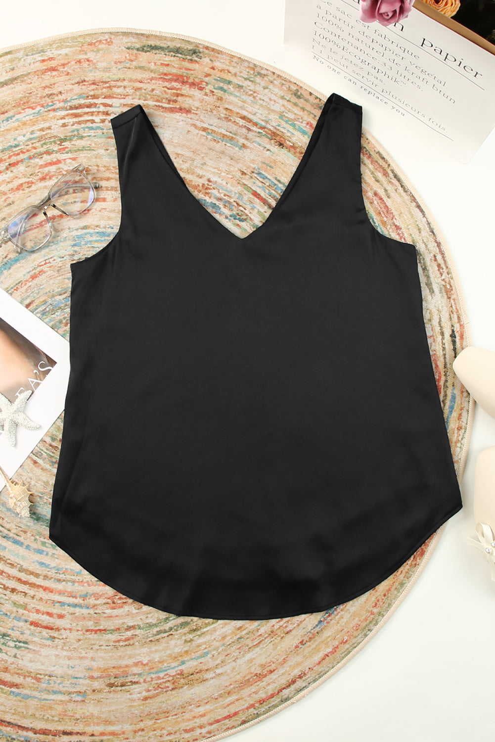 Women's Tank Top Featuring Loose Deep V Neck