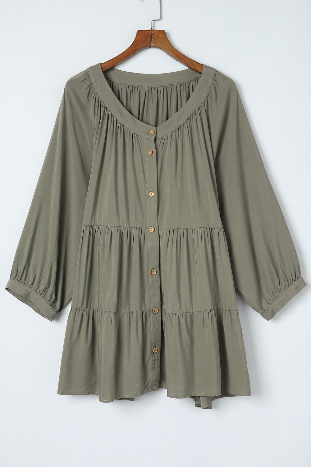 Women's Shirt Featuring Ruffle-Trimmed Layered Plus Size