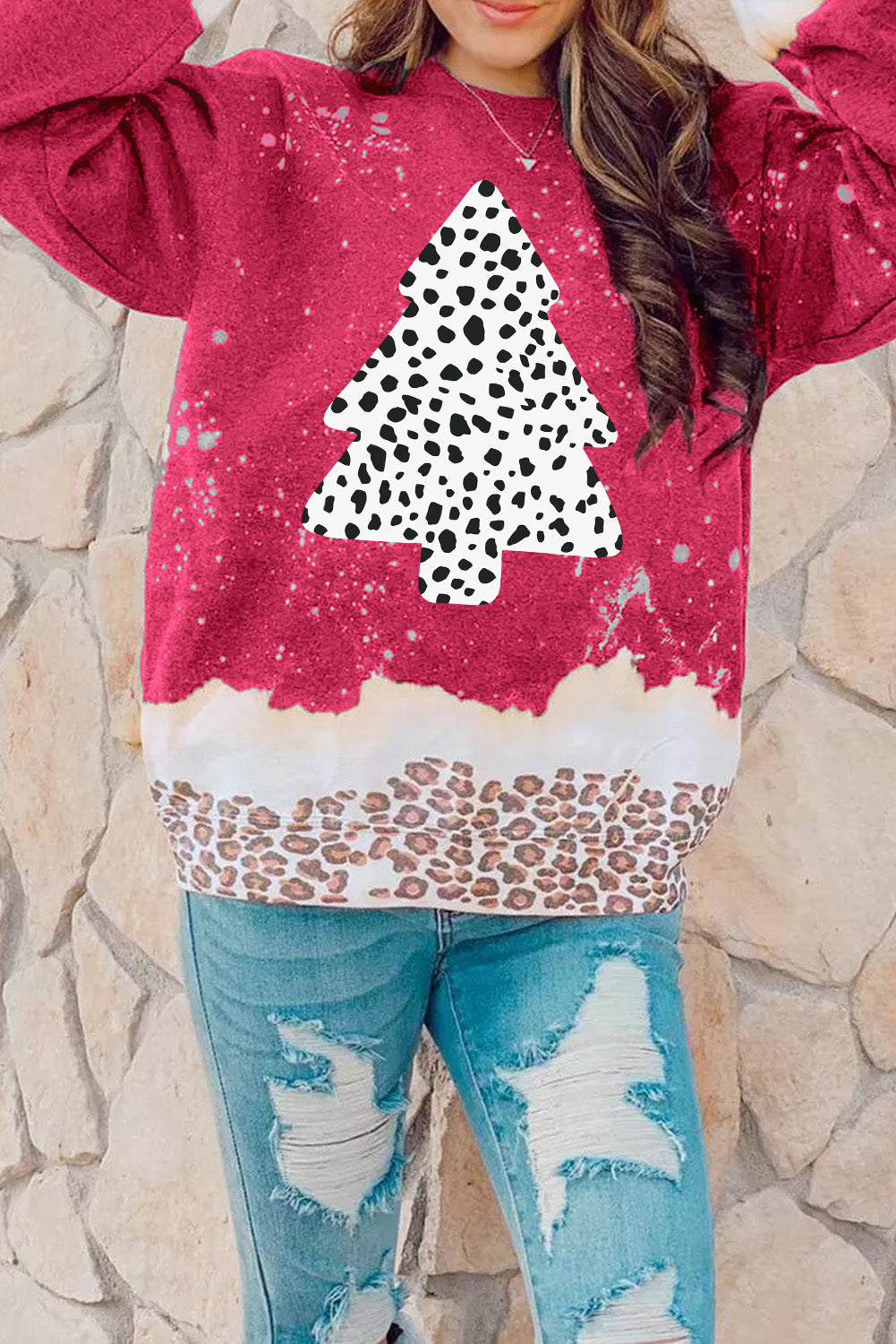 Women's Sweatshirt with Christmas Tree Relaxed Fit