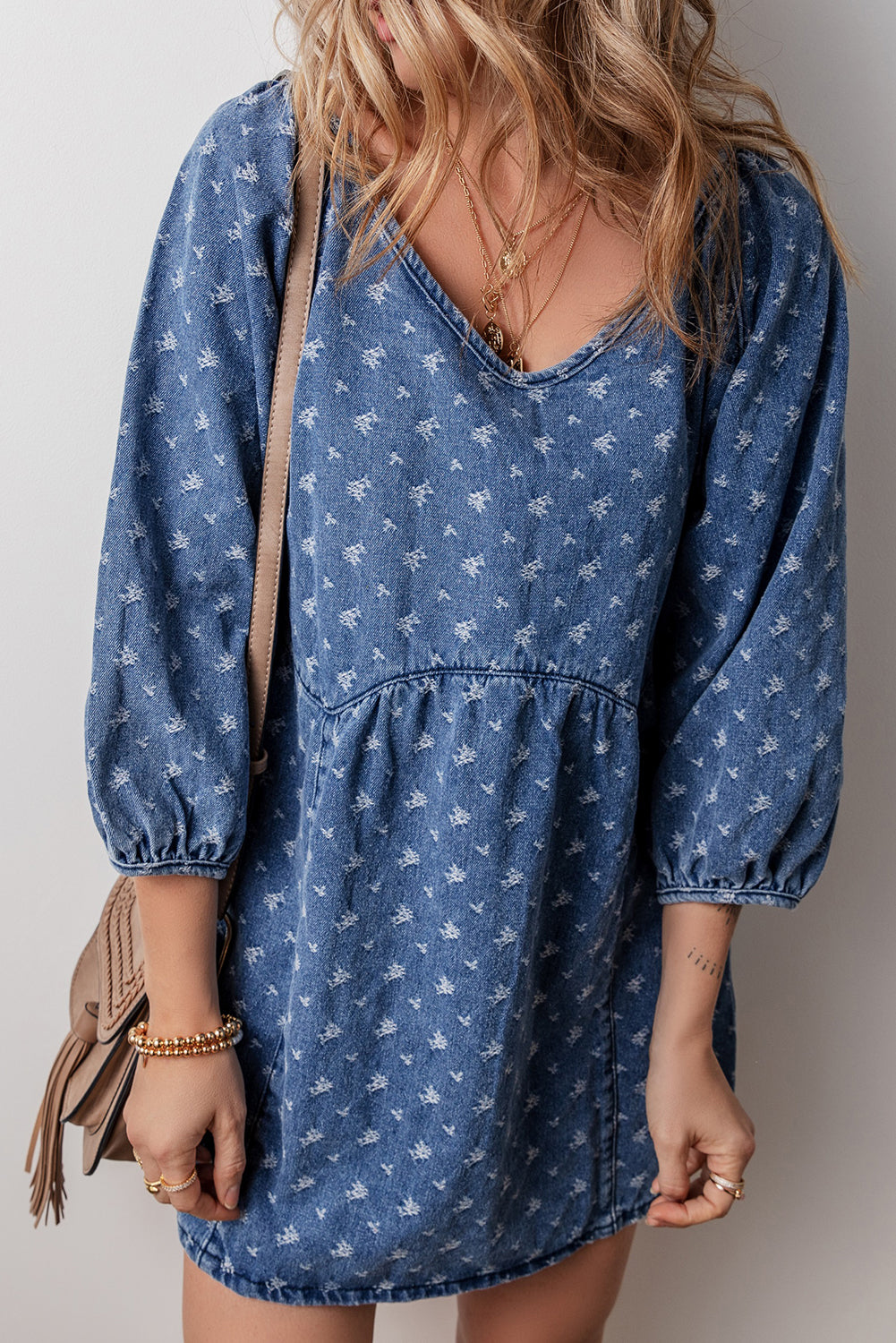 Women's Dress Featuring Open-Back Relaxed Fit Denim
