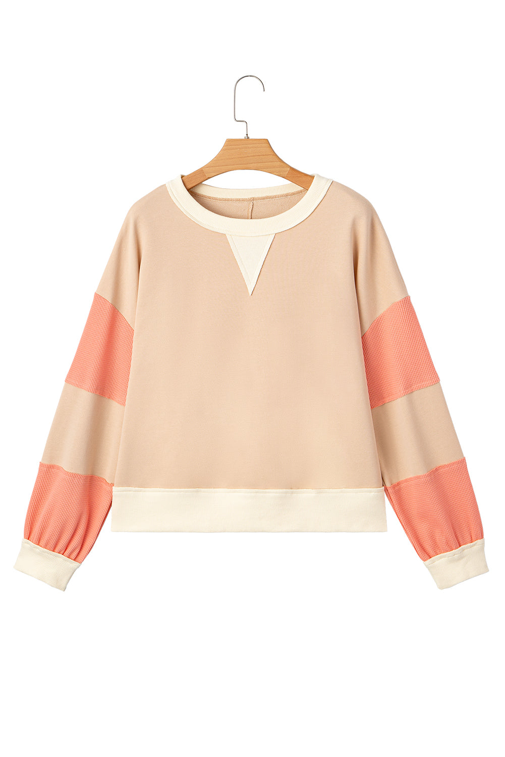 Colorblock Textured Patchwork Pullover Sweatshirt