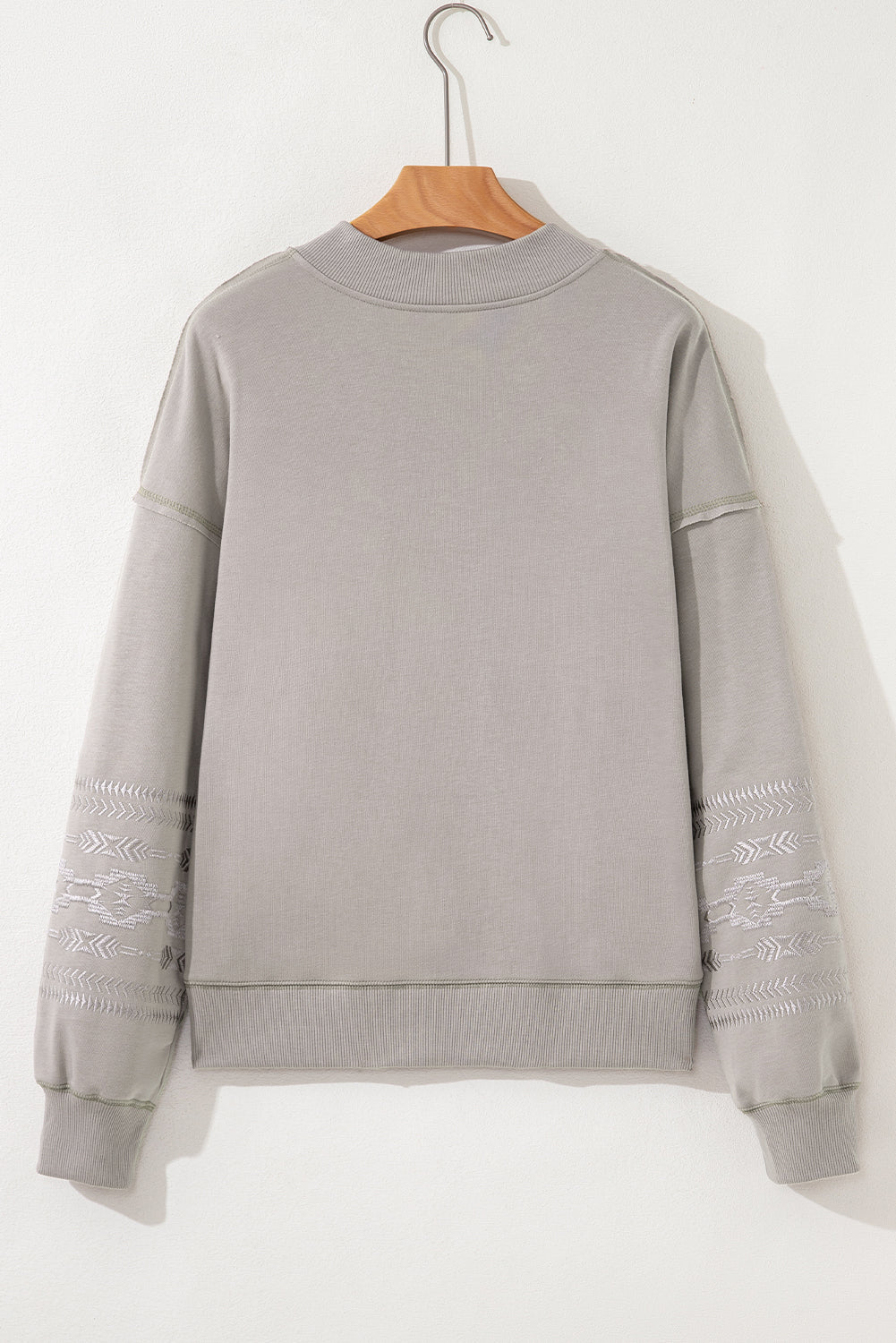 Aztec Embroidered Western V-Neck Sweatshirt