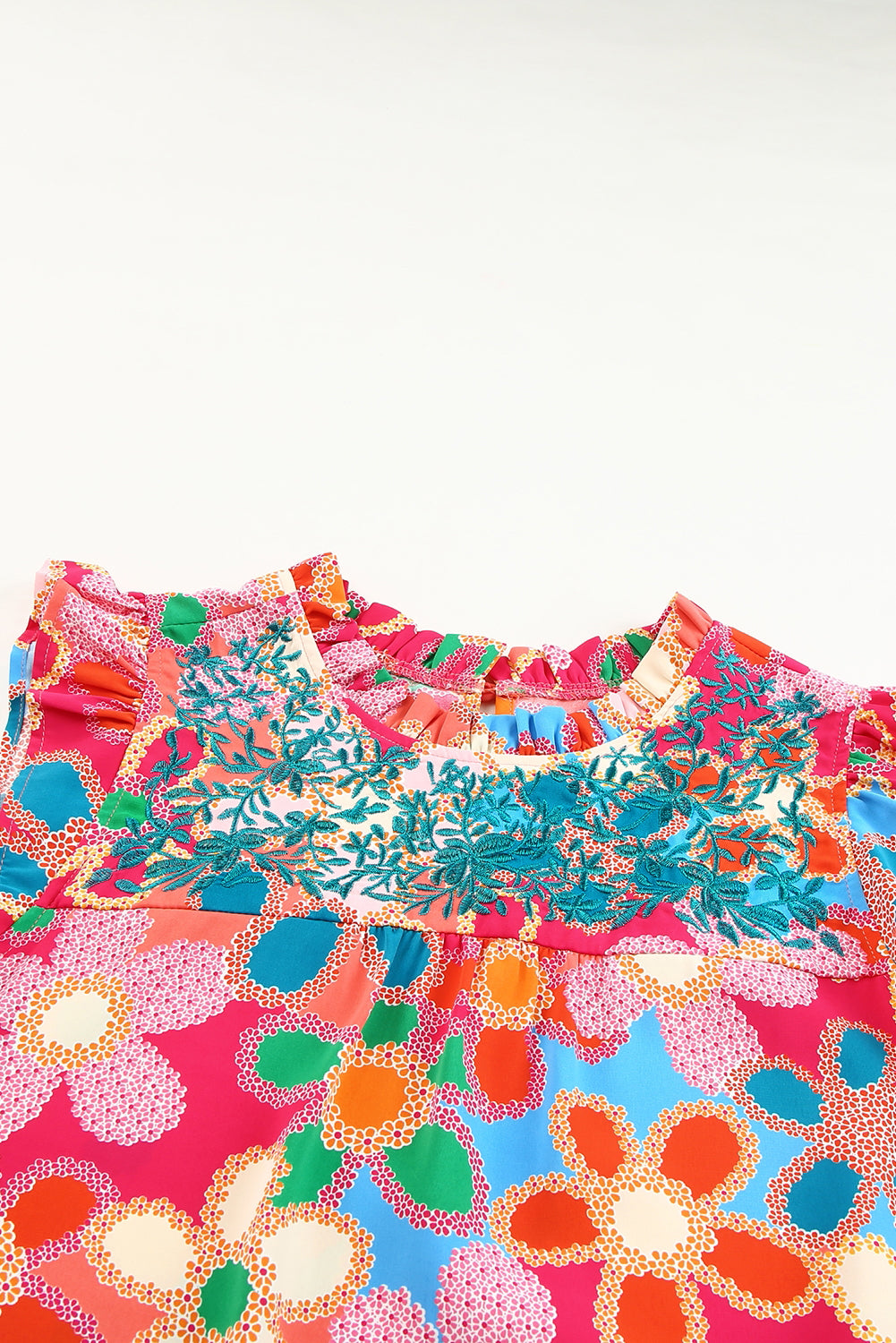 Tank Top for Women Floral-Print Print Ruffle-Trimmed Trim