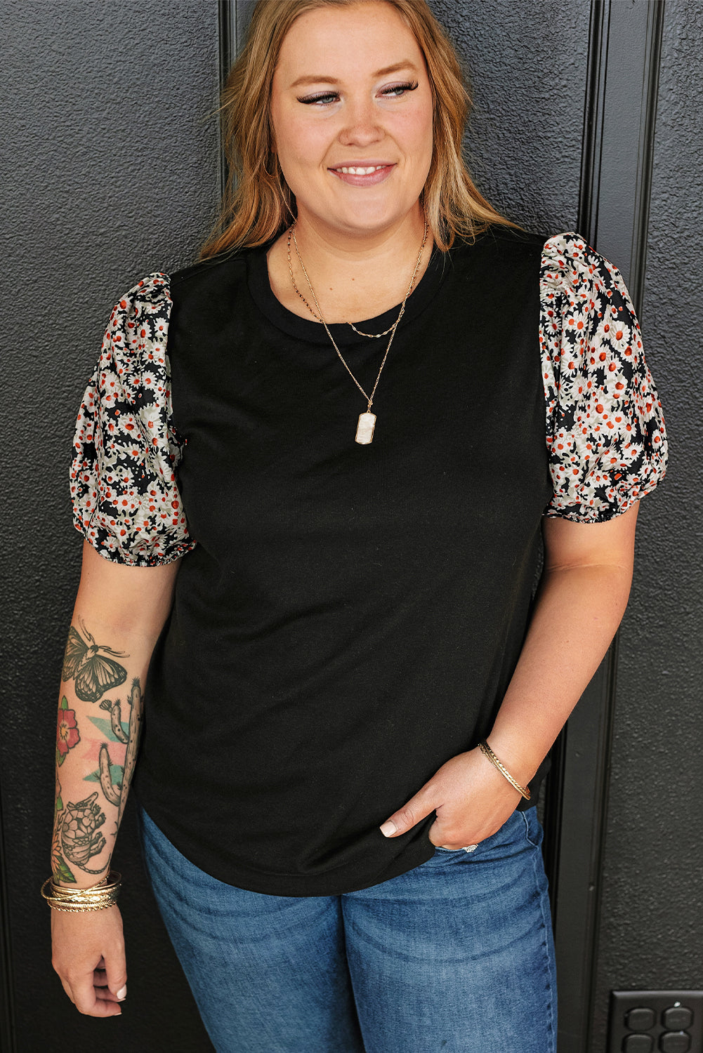 Women's Top with Daisy Plus Size Tunic