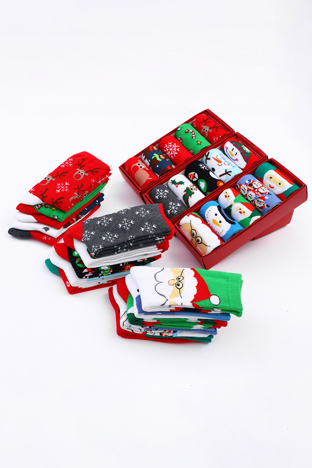 5 Cartoon Pairs/Set Christmas Elk Soft Socks Set with Box