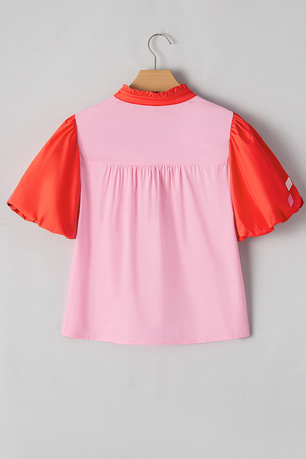 Floral Embroidered Notch V Neck Babydoll Blouse