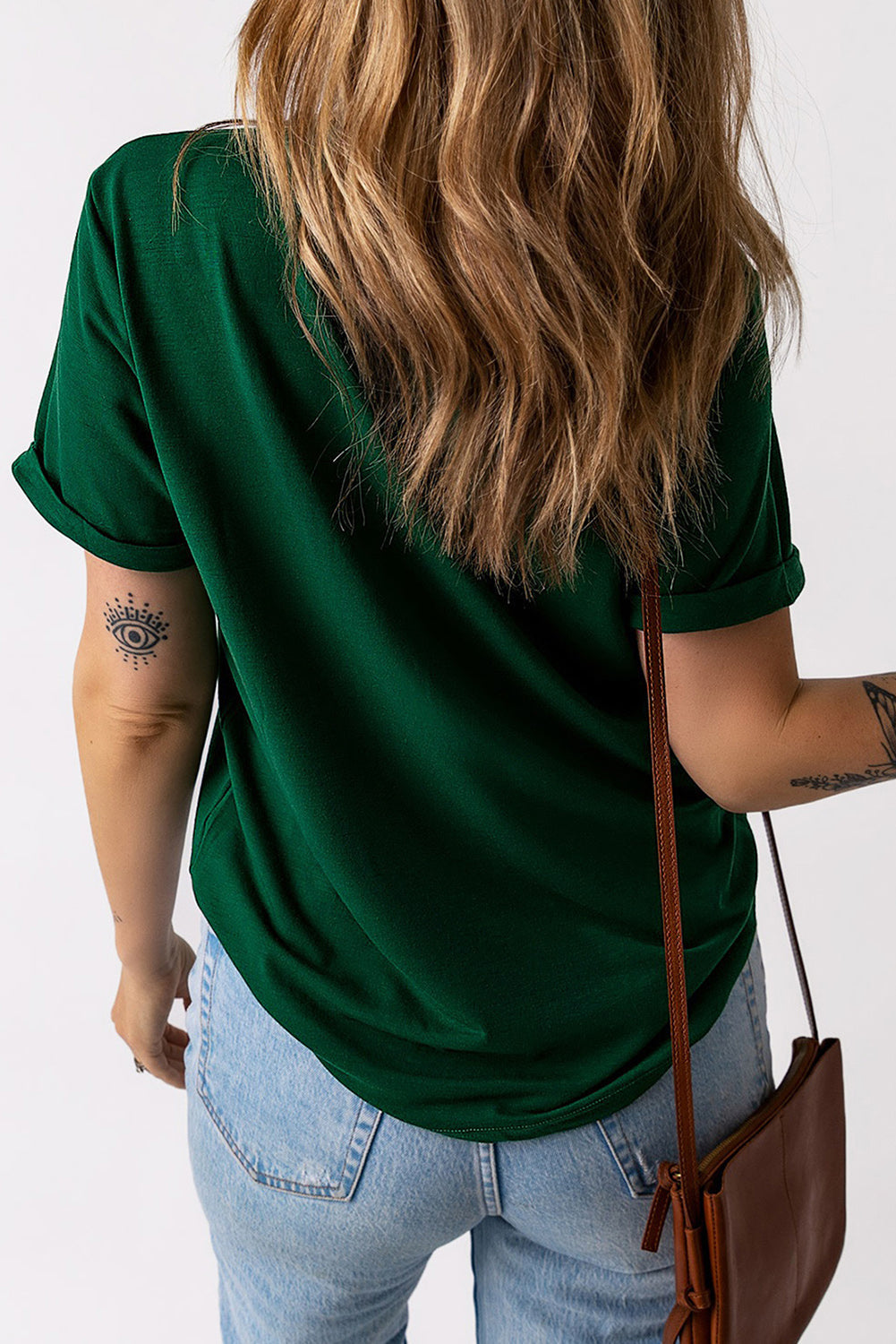 Tee for Women Solid Color Crew Neck Everyday Style