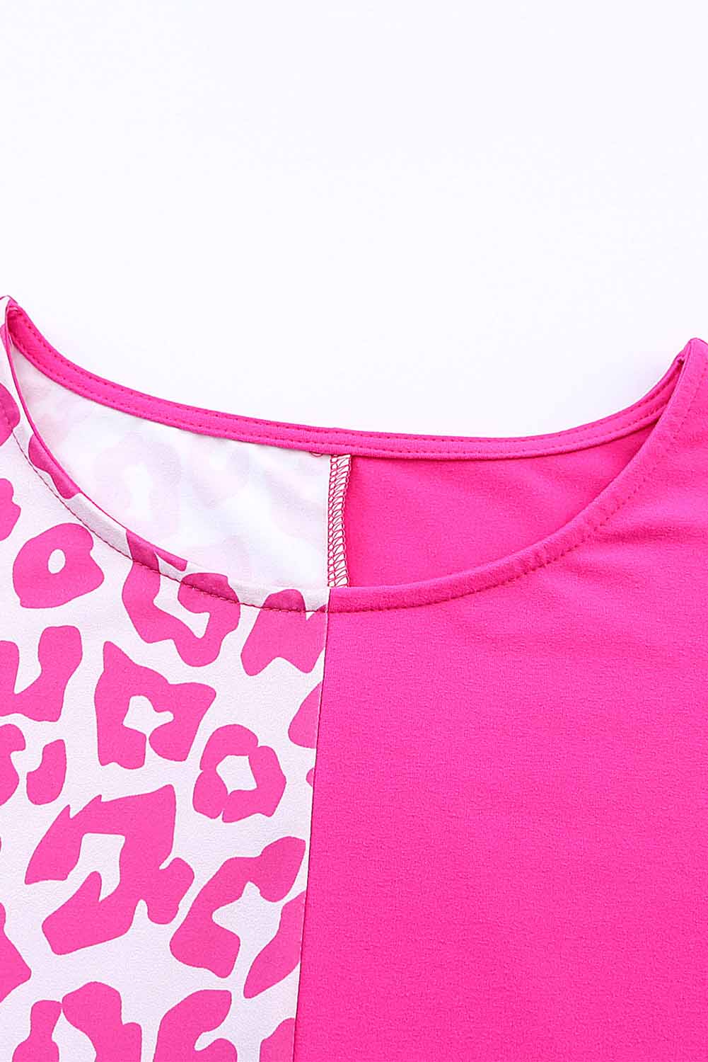 Women's Top with Patchwork Half Leopard-Print
