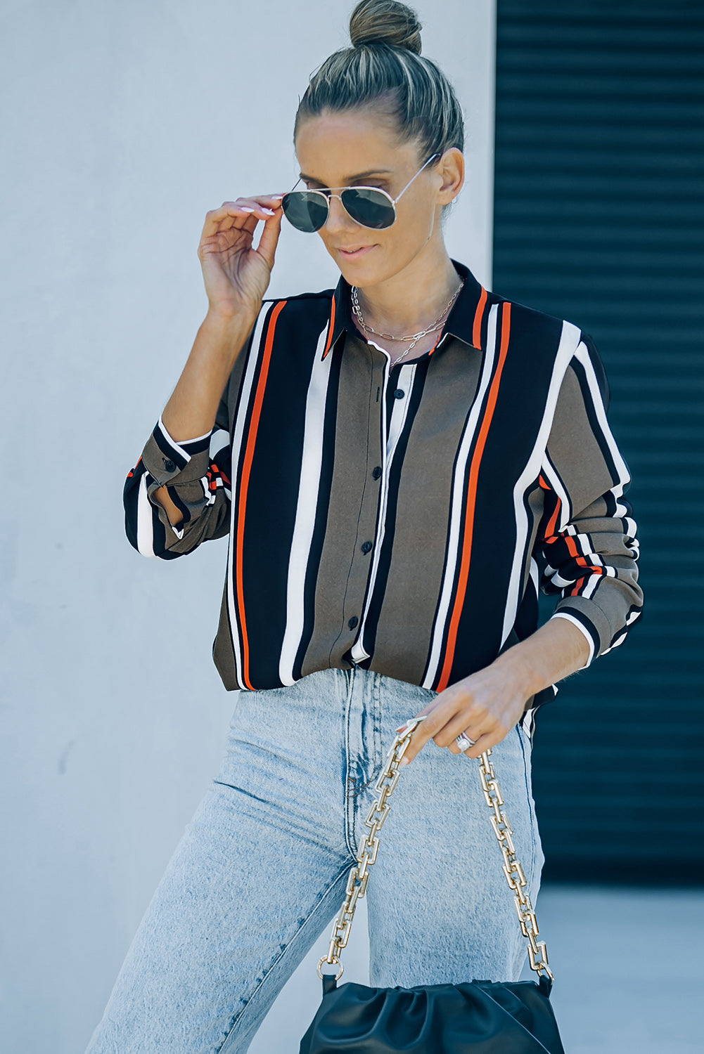 Shirt for Women Contemporary Women Brown Striped